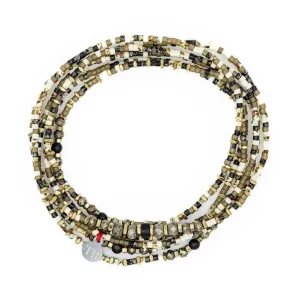 Collier et Bracelet 6 tours Python Slim, Têtes Blondes