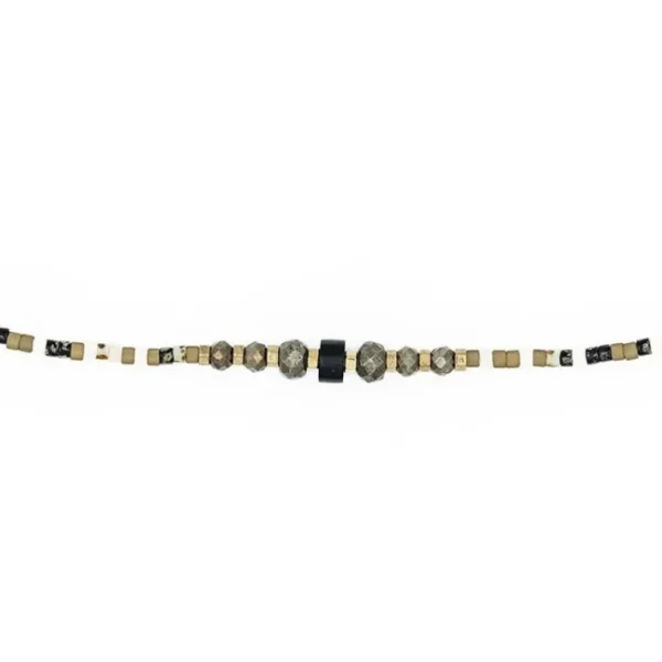 Collier et Bracelet 3 tours Python Slim, Têtes Blondes