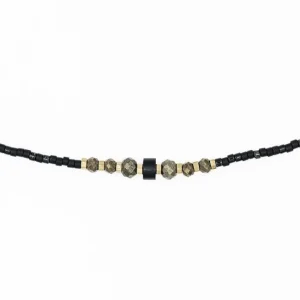 Collier et Bracelet 3 tours Black Panther Slim, Têtes Blondes
