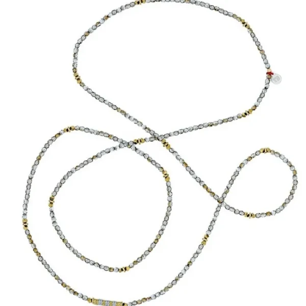 Collier et Bracelet 6 tours Lizbeth Cristal, Têtes Blondes