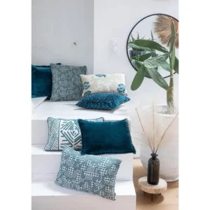 Coussin uni Fara Paon, Vivaraise