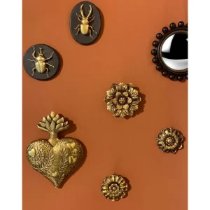 Décoration murale fleur dorée 13,5 cm, Emdé