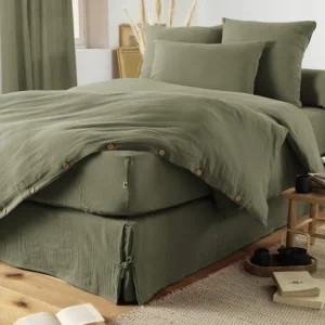 Drap housse Gaïa Romarin en gaze de coton, L'effet papillon