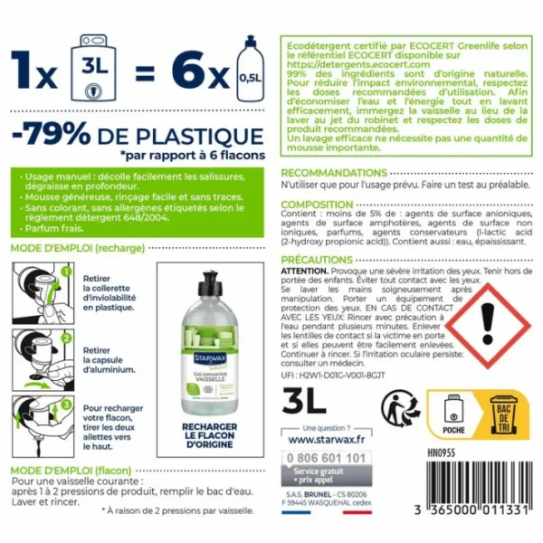 Eco recharge Gel concentré vaisselle Soluvert, Starwax