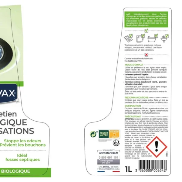 Entretien Biologique Canalisations sans Javel, Starwax