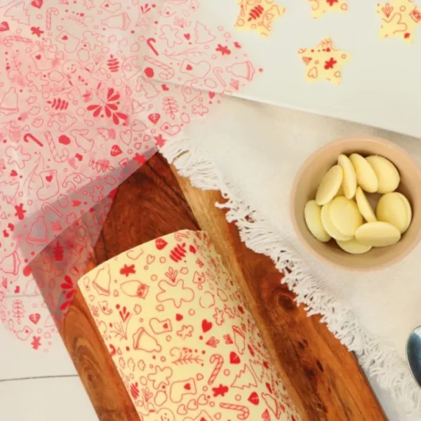 2 feuilles transfert pour bûche motif Noël, Scrapcooking