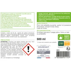 Gel vaisselle concentré Soluvert 500 ml, Starwax