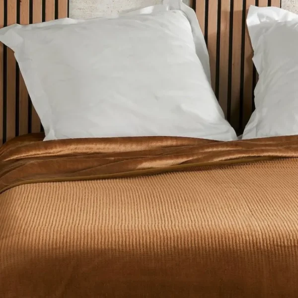 Jeté de lit Gaufré Marron, Linder