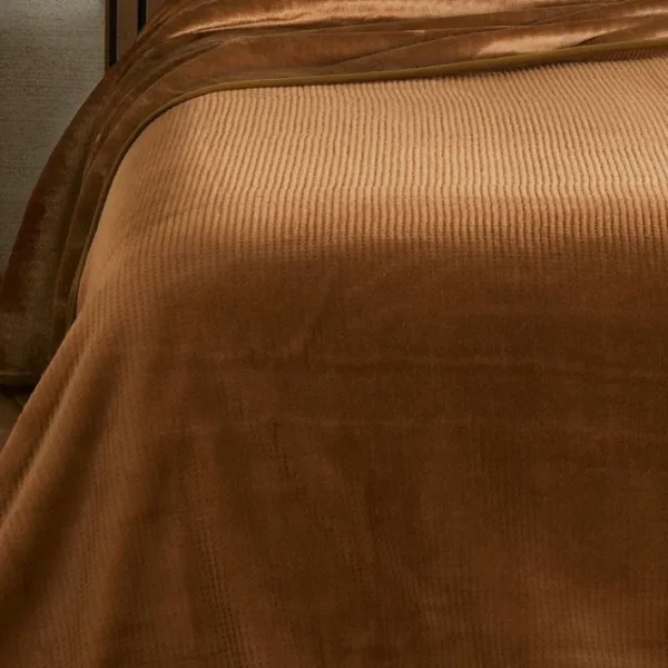 Jeté de lit Gaufré Marron, Linder