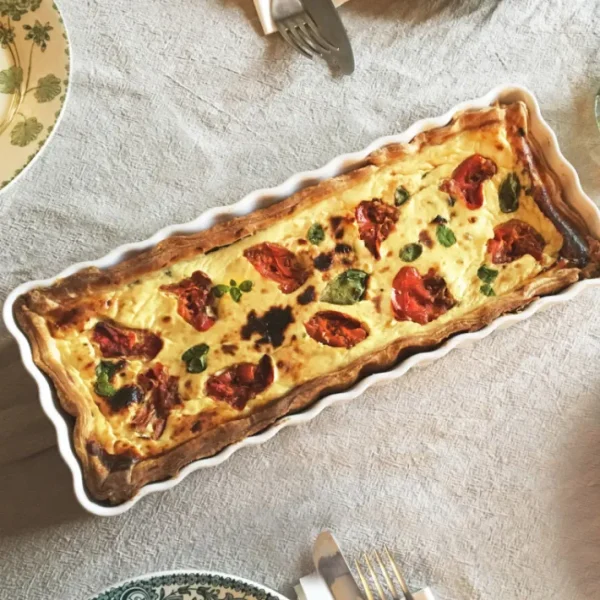 Long plat à tarte en céramique, Emile Henry