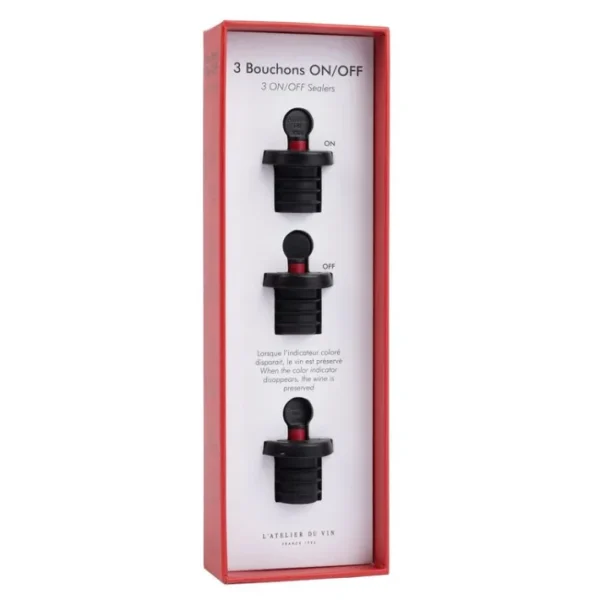 Lot de 3 bouchons vin On/Off, L'Atelier du Vin