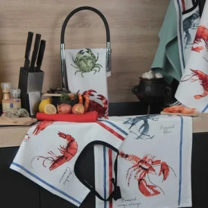 Lot de 3 torchons Fruits de Mer 50 x 70 cm, Sud Etoffe