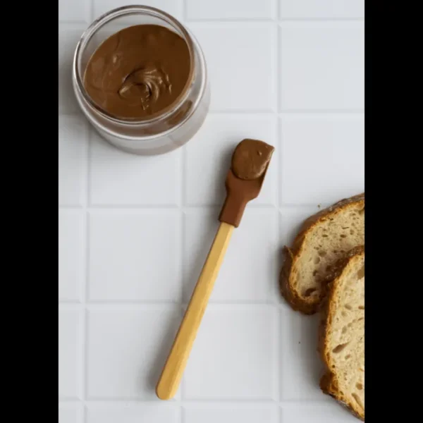 Mini spatule Chocolat en bambou et silicone, Pebbly