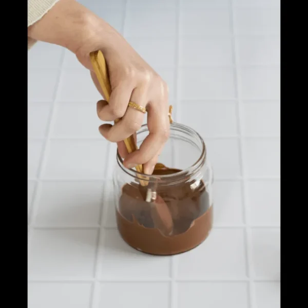Mini spatule Chocolat en bambou et silicone, Pebbly