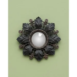 Miroir convexe Feuilles Noires et Fleurs, Chehoma