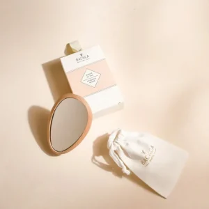 Miroir de sac en bois avec étui, Bachca
