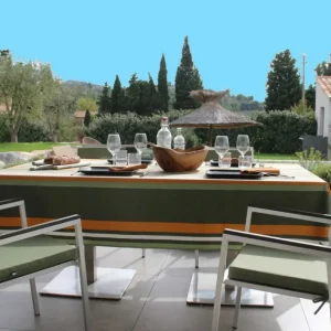 Nappe enduite Oleron Oil Green, Sud Etoffe