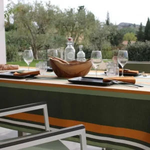 Nappe enduite Oleron Oil Green, Sud Etoffe