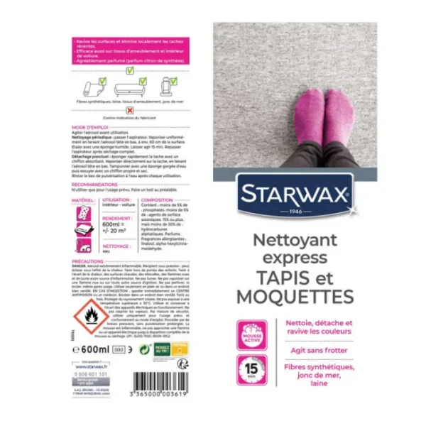 Nettoyant express pour tapis et moquettes, Starwax