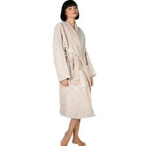 Peignoir col châle velours Chevron Sable, Sensei