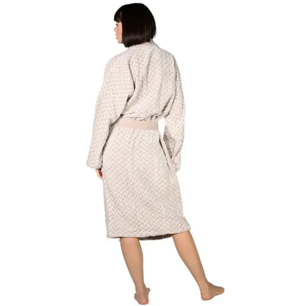 Peignoir col châle velours Chevron Sable, Sensei