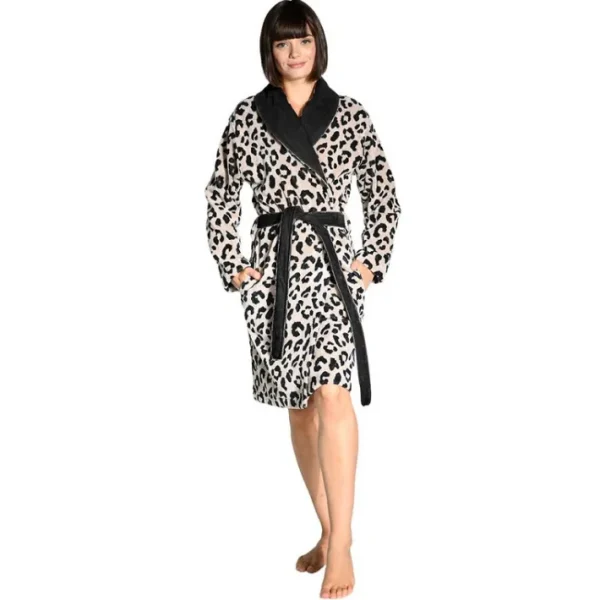 Peignoir col châle velours mi-long Baghera, Sensei