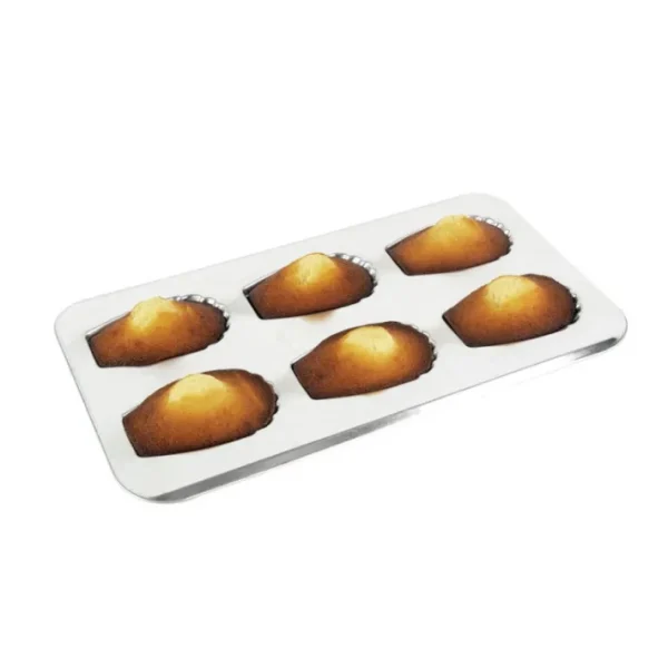 Plaque 6 madeleines gourmandes en fer blanc, Gobel