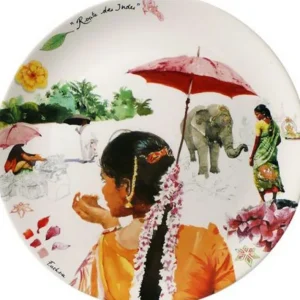 Plat à gâteaux Route des Indes, Faïencerie de Gien