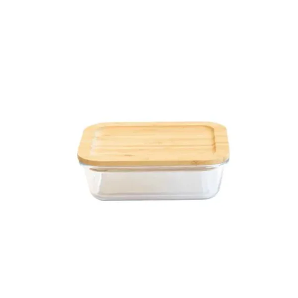 Plat en verre couvercle bambou empilable, pebbly