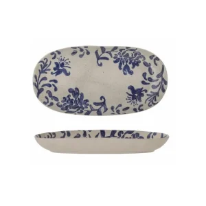 Plat ovale Pétunia bleu en grès, Bloomingville