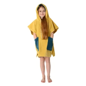 Poncho de bain enfant en velours Beach Miel, Sensei