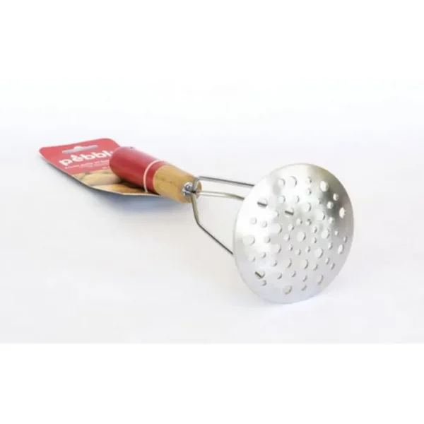 Presse-purée inox/bambou rouge, Pebbly