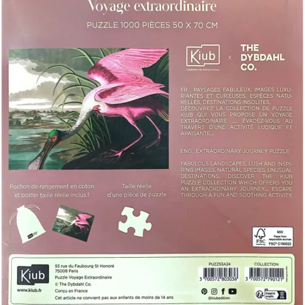 Puzzle de 1000 pièces Spatule Rosée, Kiub