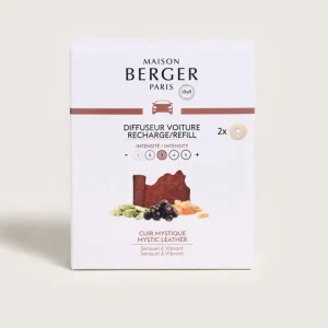 2 Recharges diffuseur voiture Cuir Mystique, Maison Berger