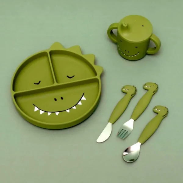Set 3 couverts silicone Mr Dino, Trixie