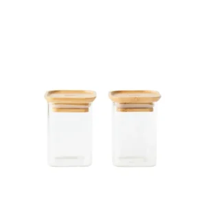 Set de 2 boites en verre 240 ml et couvercle en bambou, pebbly