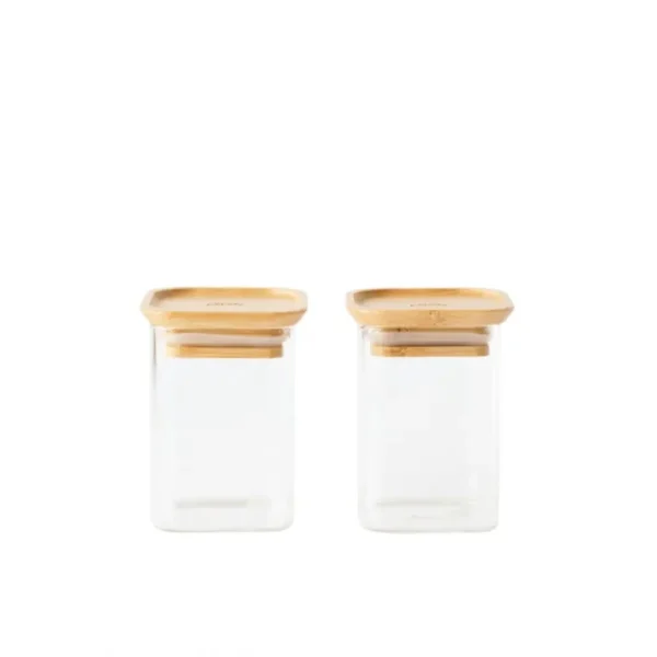Set de 2 boites en verre 240 ml et couvercle en bambou, pebbly