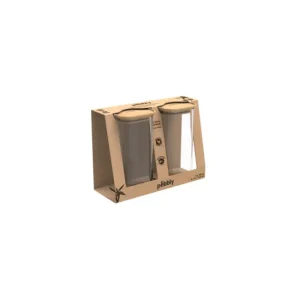 Set de 2 boites en verre 320 ml et couvercle en bambou, pebbly