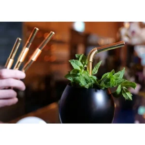 Set de 4 pailles flexibles or, Turtleneck® Straw