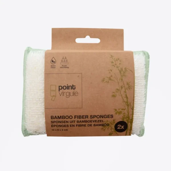Set de 2 éponges en fibre de bambou, Point Virgule