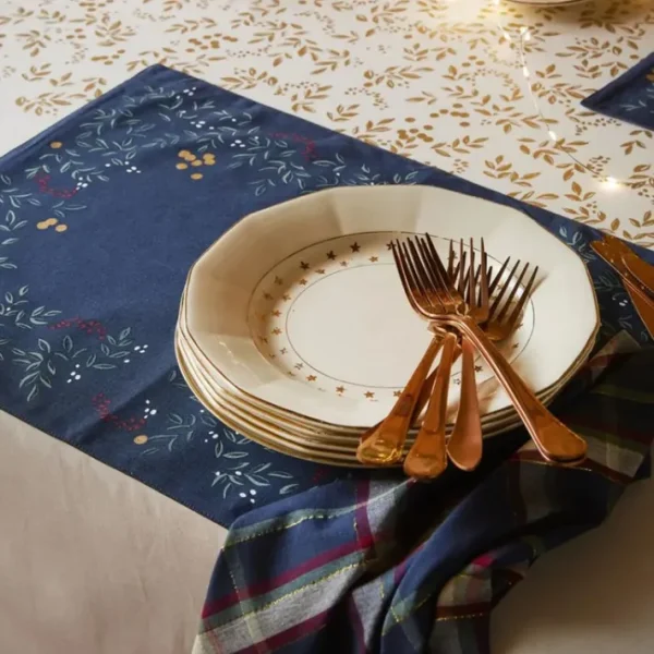 Set de table Lueur d'Hiver Bleu Ardoise, Sylvie Thiriez
