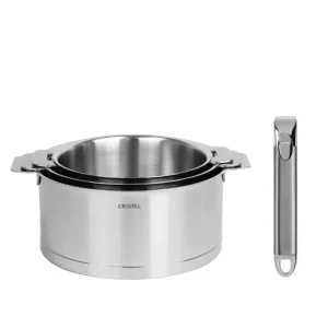 Série de 3 casseroles amovibles inox Strate + Poignée Zénith, Cristel
