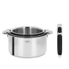 Série de 3 casseroles amovibles inox Casteline + Poignée Zénith 3, Cristel
