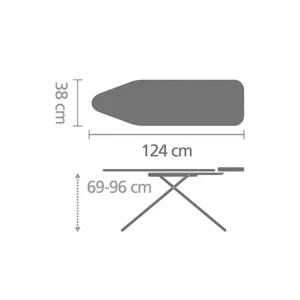 Table à repasser 124x38 cm Denim noir, Brabantia