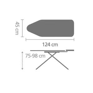 Table à repasser 124x45 cm Denim noir, Brabantia