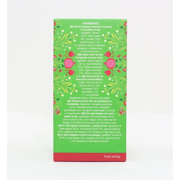 Thé Vert Bio Grenade 20 sachets, English Tea Shop