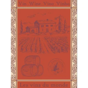 Torchon Vin du Monde 50 x 70 cm, Sud Etoffe