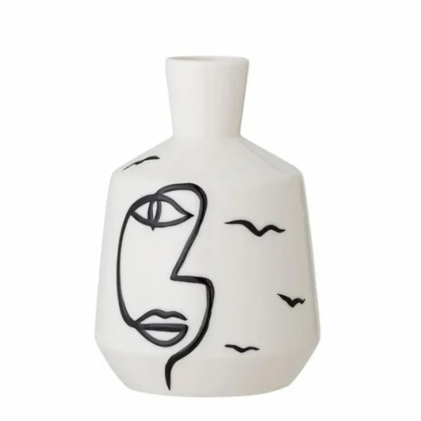 Vase Blanc en Grès Norma, Bloomingville